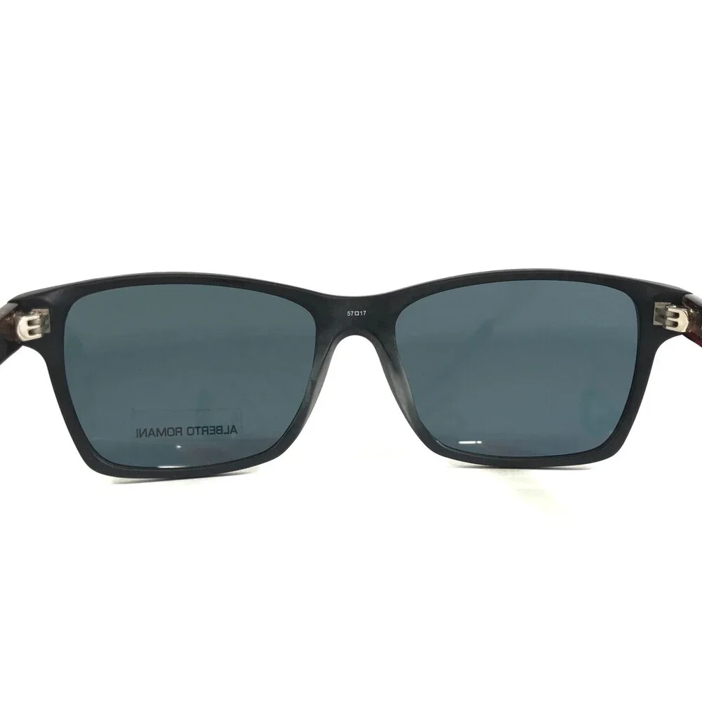 Alberto Romani Sunglasses ARS6008 MT BK Matte Black Brown Woodgrain Gray Lenses